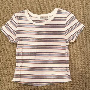 Active USA Women's Striped Short Sleeve Tee - Multicolor - Crop